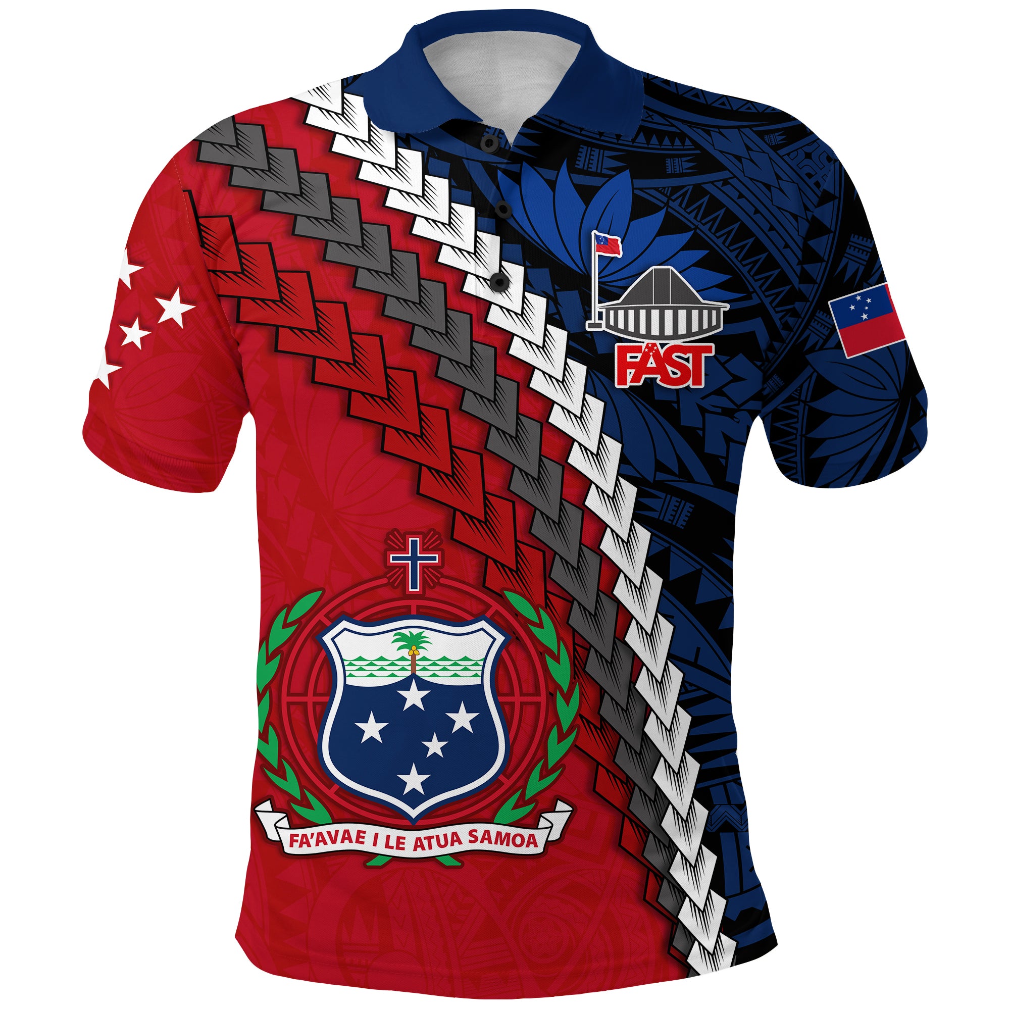 F.A.S.T Samoa Polo Shirt Polynesian LT13 Red - Polynesian Pride