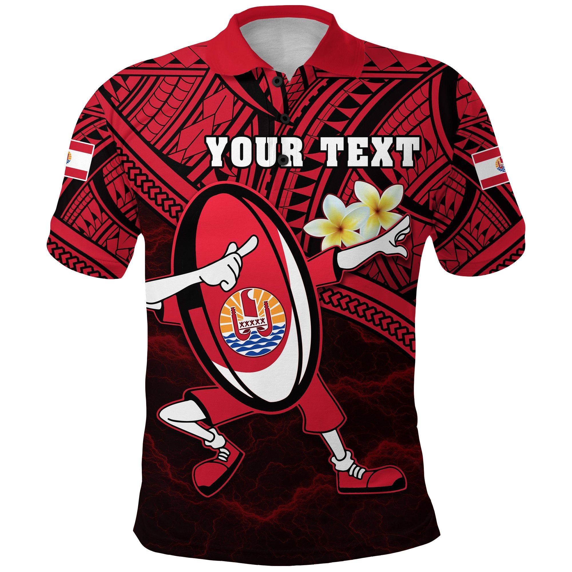 Custom Tahiti Rugby Polo Shirt Dab Trend Creative Unisex Red - Polynesian Pride