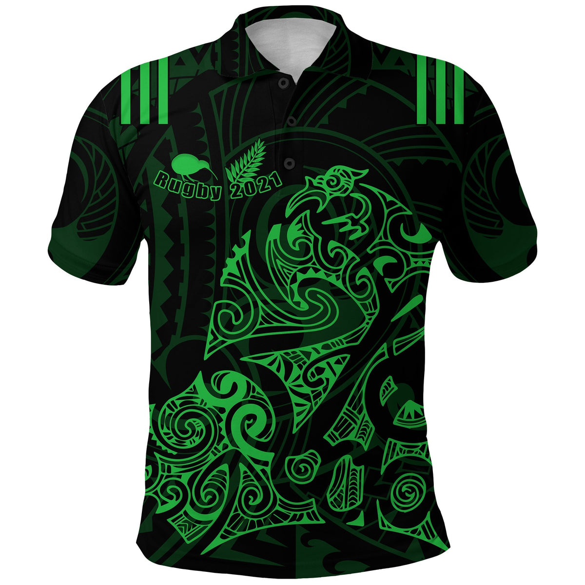 Custom Aotearoa Super Rugby Polo Shirt Maori Kiwi Green Custom Text and Number - Polynesian Pride