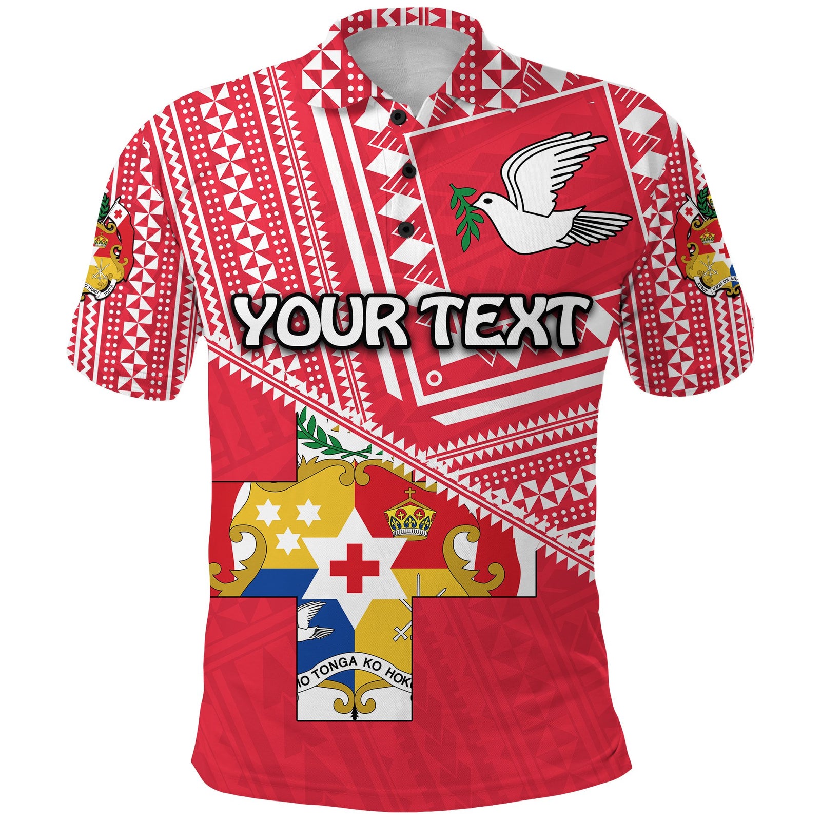 Custom Mate Maa Tonga Red Polo Shirt Coat Of Arms Unisex Red - Polynesian Pride