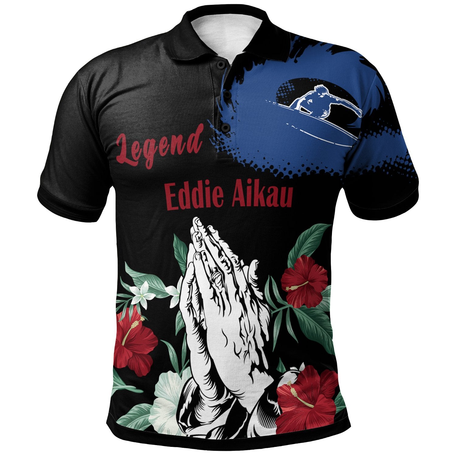 Hawaii Polo Shirt The Hawaii Legend Of Surfing Unisex Black - Polynesian Pride