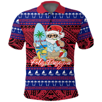 Guam Christmas Felis Pasgua Santas Guam Surf Board Polo Shirt LT2 RED - Polynesian Pride