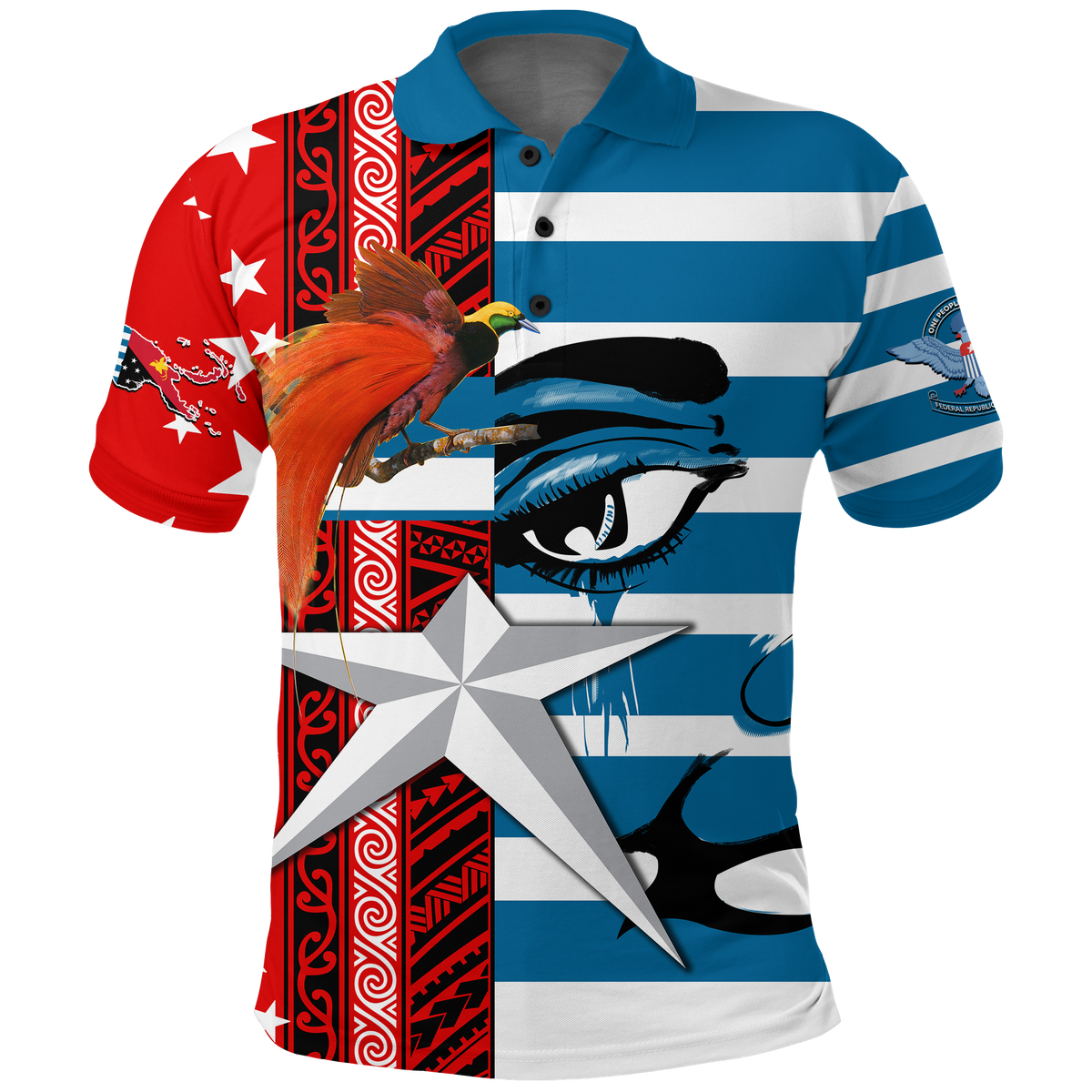 Free West Papua Birds Of Paradise Polynesia Polo Shirt LT2 BLUE - Polynesian Pride