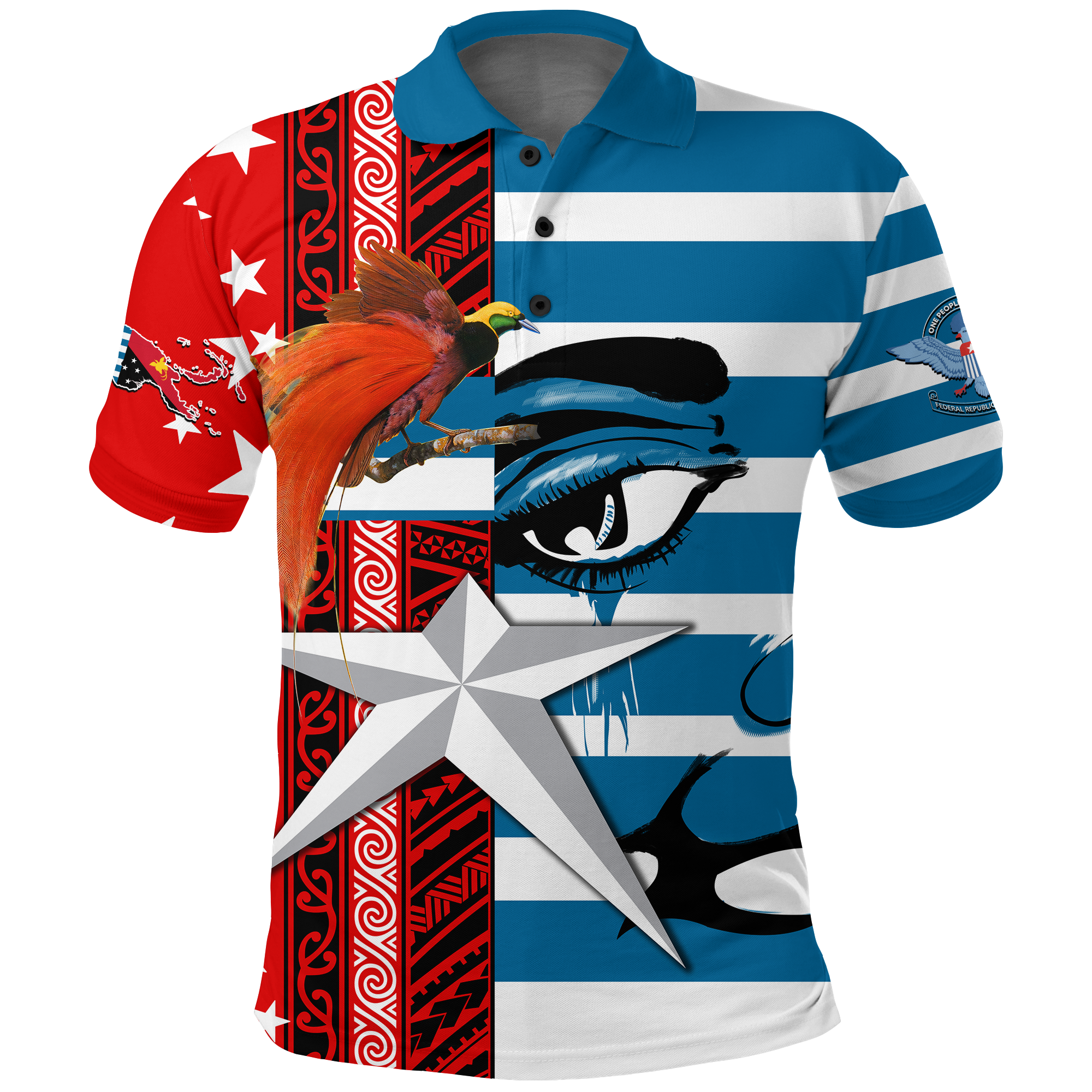 Free West Papua Birds Of Paradise Polynesia Polo Shirt LT2 BLUE - Polynesian Pride