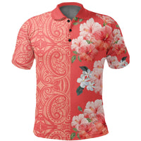 Hawaii Tropical Flower Polynesian Hawaiian Polo Shirt Curtis Style Orange - Polynesian Pride
