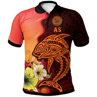American Samoa Polo Shirt Tribal Tuna Fish Unisex Orange - Polynesian Pride