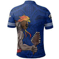 Hawaiian Islands Warrior Kakau Blue Polynesian Polo Shirt - Polynesian Pride