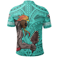 Hawaiian Islands Warrior Kakau Turquoise Polynesian Polo Shirt - Polynesian Pride