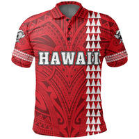 Hawaiian Islands Warrior Kakau Red Polynesian Polo Shirt - Polynesian Pride