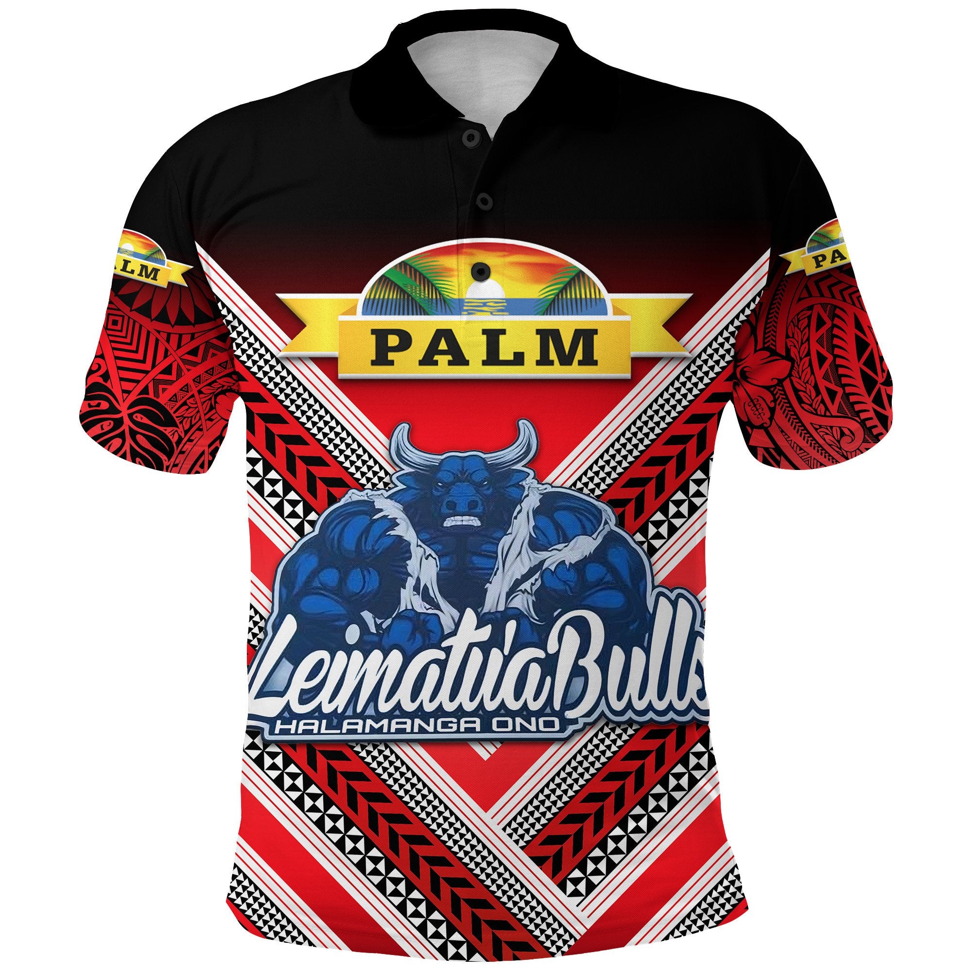 Mate Maa Tonga Polo Shirt Leimatua Bulls Creative Style Red LT8 Unisex Red - Polynesian Pride