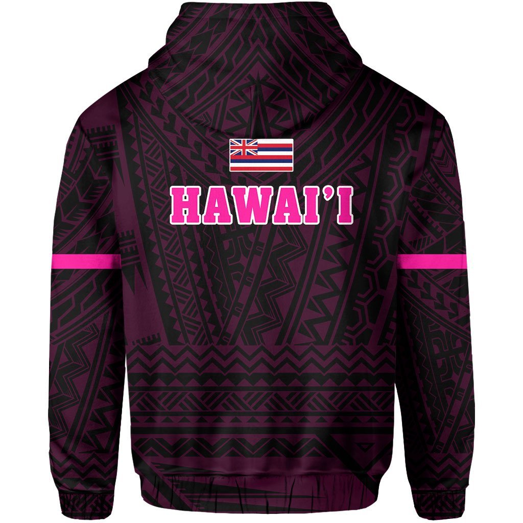 Polynesian Queen Liliuokalani Flag of Hawaii Zip Hoodie Pink - Polynesian Pride