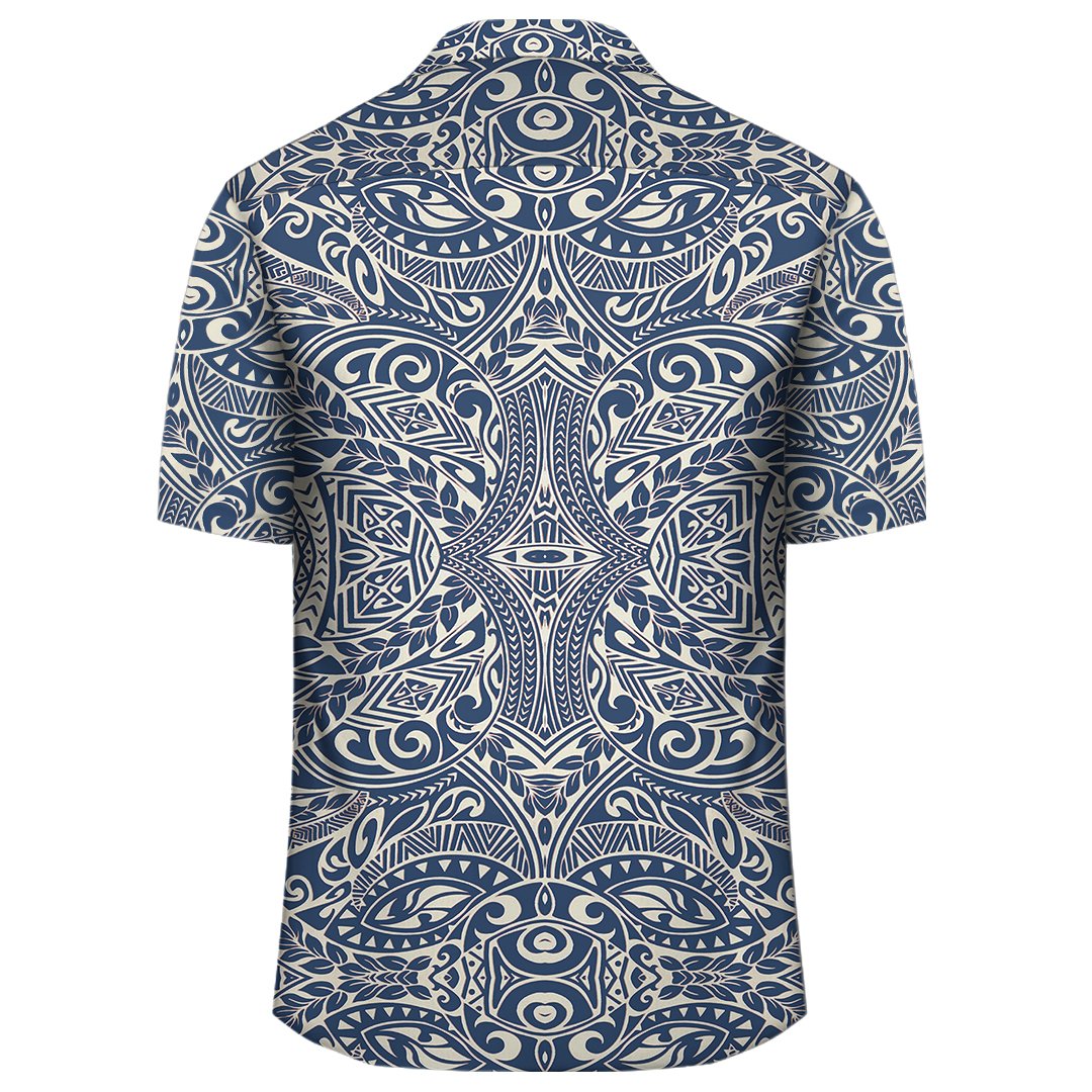 Polynesian Culture Blue White Hawaiian Shirt - Polynesian Pride