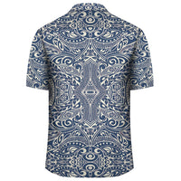 Polynesian Culture Blue White Hawaiian Shirt - Polynesian Pride