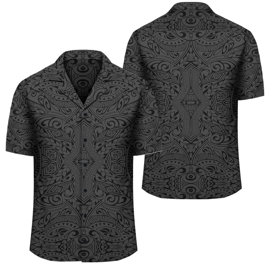 Polynesian Culture Gray Hawaiian Shirt Unisex Black - Polynesian Pride