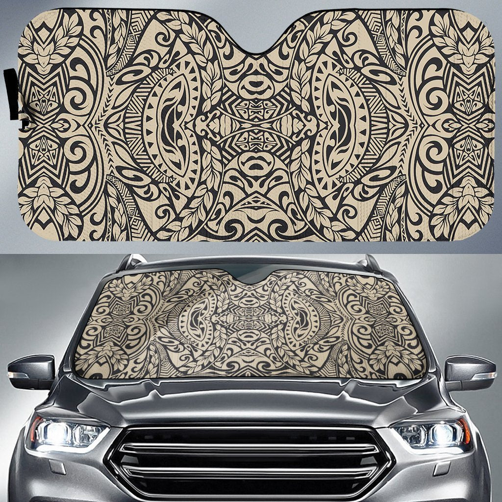Polynesian Culture Car Sun Shade Auto Sun Shade Universal Fit White - Polynesian Pride