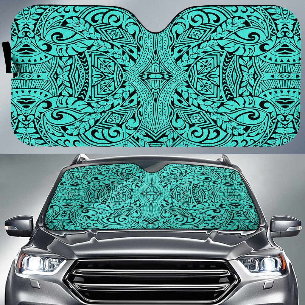 Polynesian Culture Car Sun Shade Auto Sun Shade Universal Fit Turquoise - Polynesian Pride