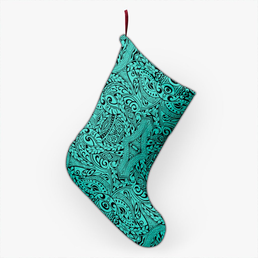 Polynesian Culture Turquoise Christmas Stocking 26 X 42 cm Turquoise Christmas Stocking - Polynesian Pride