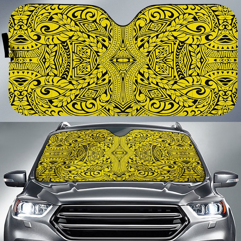 Polynesian Culture Car Sun Shade Auto Sun Shade Universal Fit Yellow - Polynesian Pride
