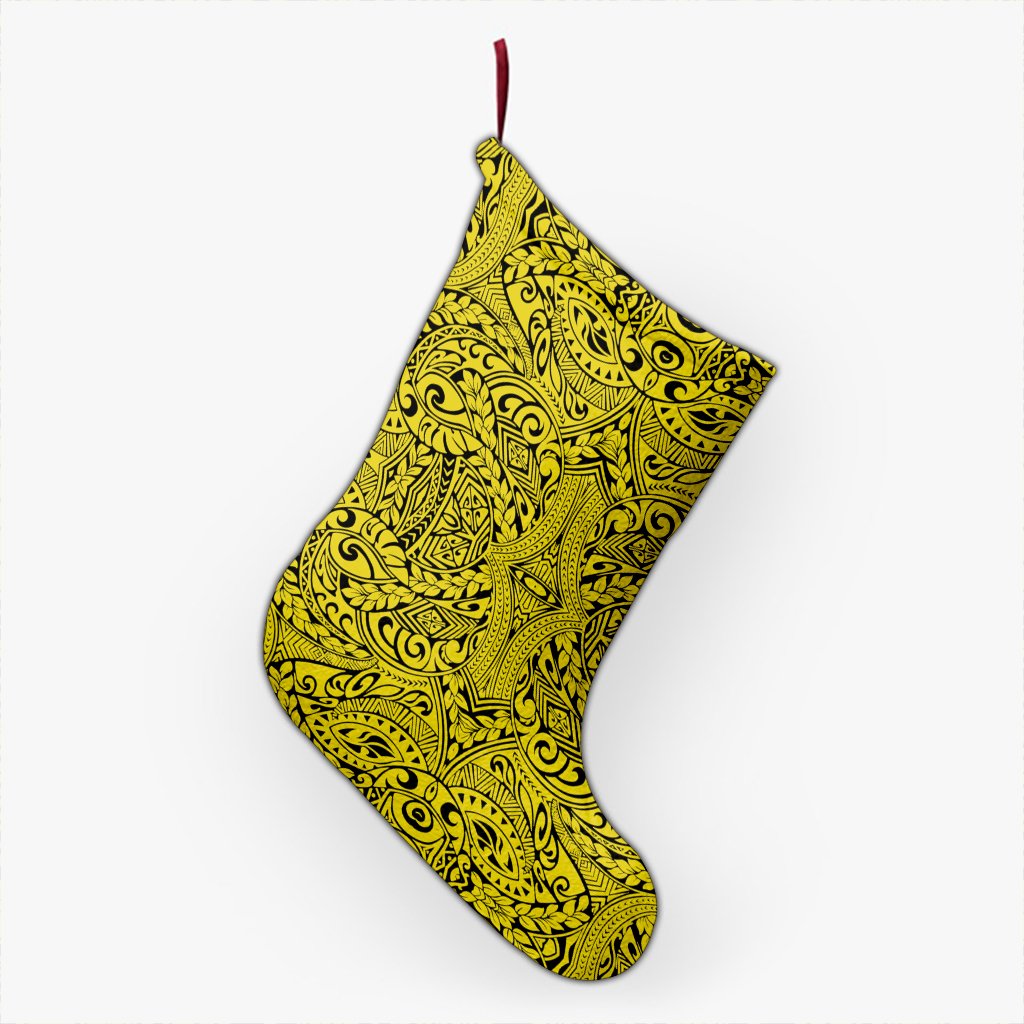 Polynesian Culture Yellow Christmas Stocking 26 X 42 cm Yellow Christmas Stocking - Polynesian Pride