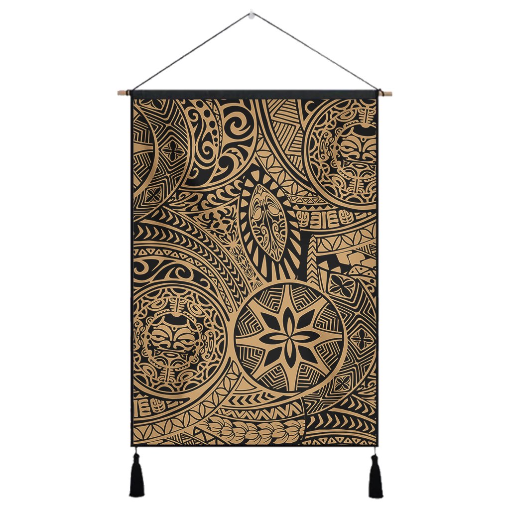 Polynesian Hawaiian Style Tribal Tattoo Gold Hanging Poster - AH Hanging Poster 43 x 65 cm Cotton And Linen - Polynesian Pride