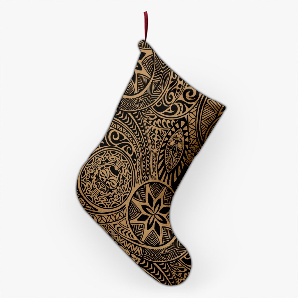 Polynesian Hawaiian Style Tribal Tattoo Gold Christmas Stocking 26 X 42 cm Gold Christmas Stocking - Polynesian Pride