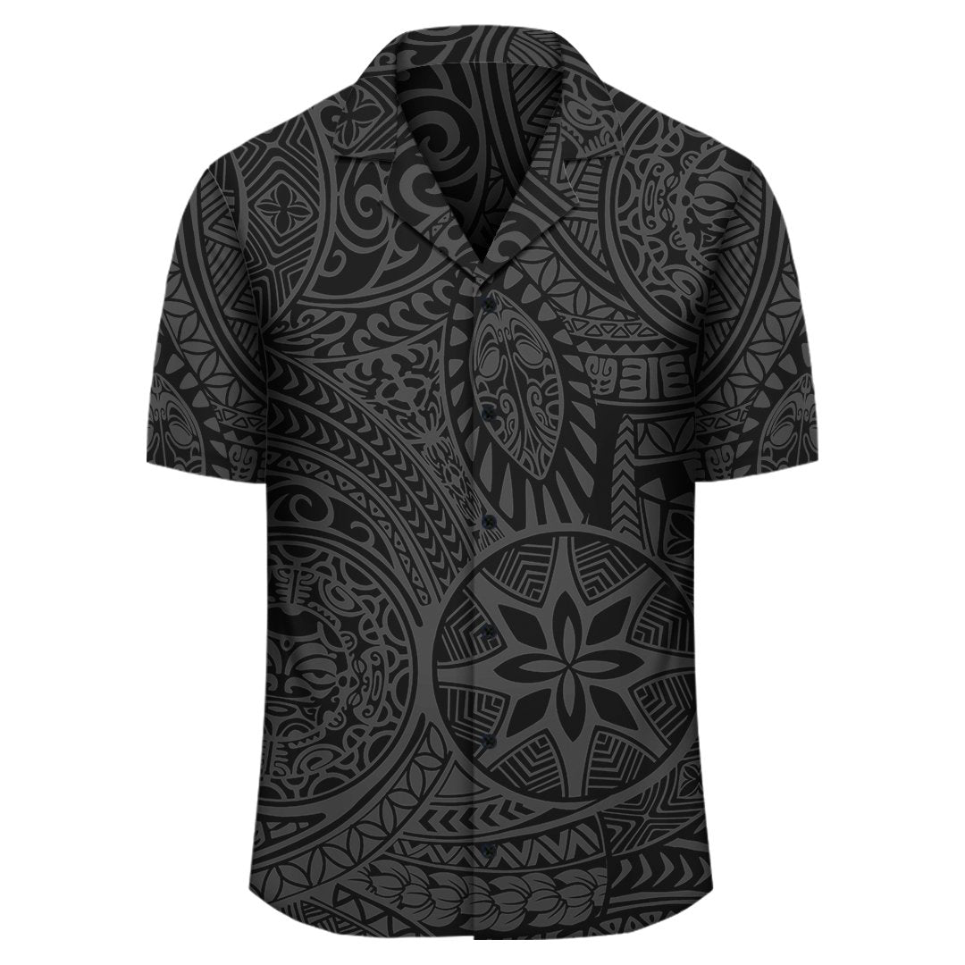 Polynesian Hawaiian Style Tribal Tattoo Gray Hawaiian Shirt - Polynesian Pride