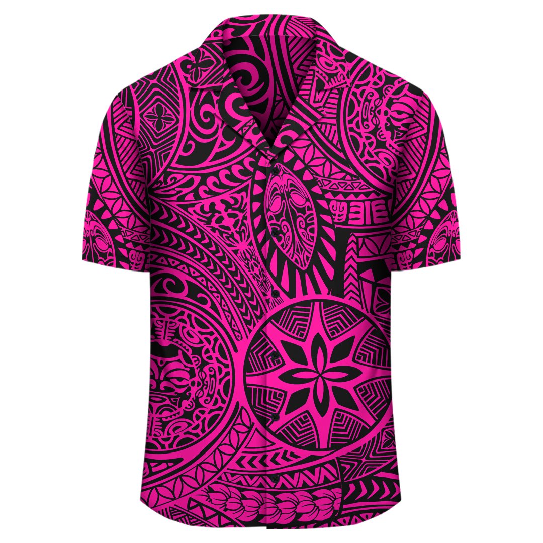 Polynesian Hawaiian Style Tribal Tattoo Pink Hawaiian Shirt - Polynesian Pride