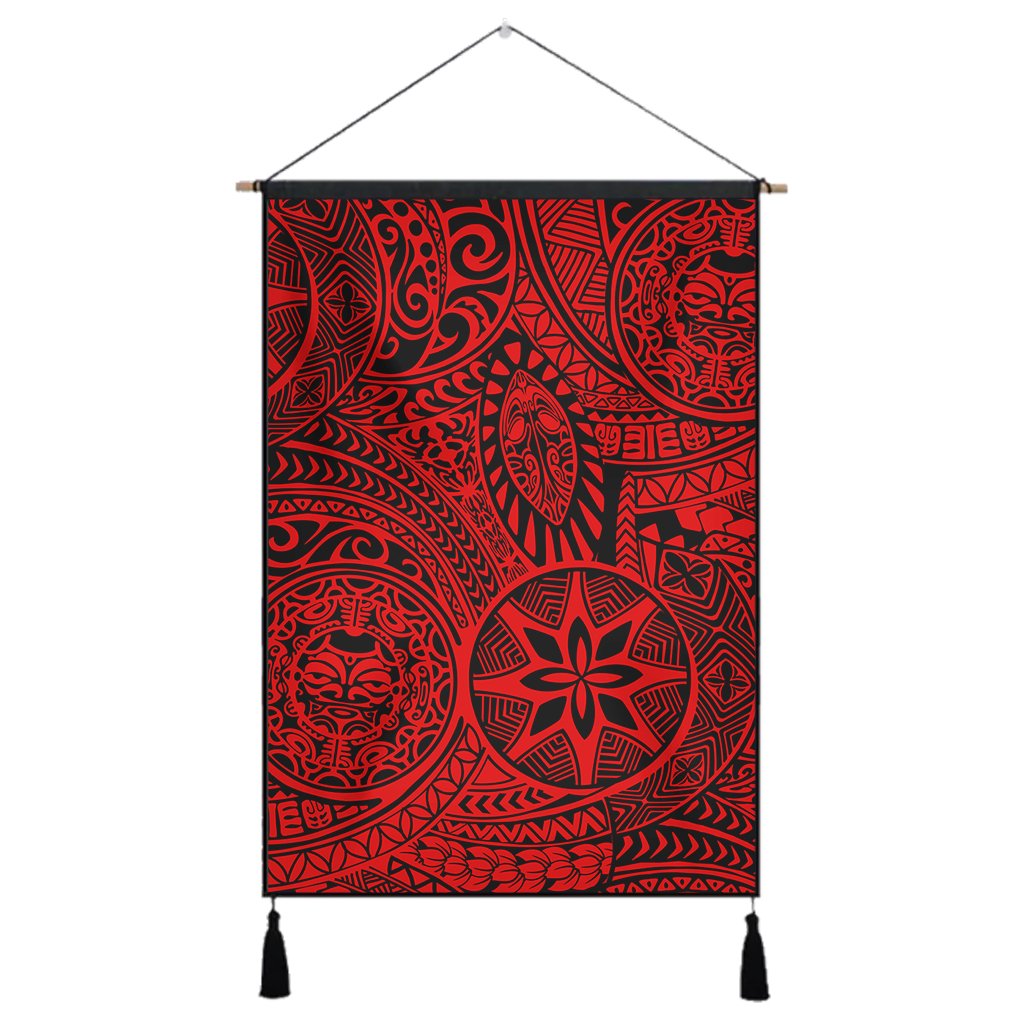 Polynesian Hawaiian Style Tribal Tattoo Red Hanging Poster - AH Hanging Poster 43 x 65 cm Cotton And Linen - Polynesian Pride