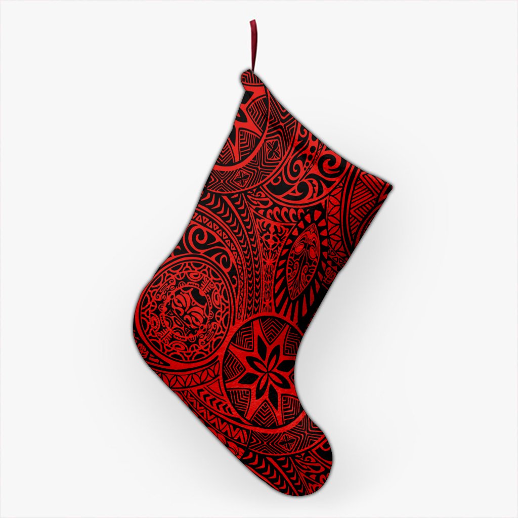 Polynesian Hawaiian Style Tribal Tattoo Red Christmas Stocking 26 X 42 cm Red Christmas Stocking - Polynesian Pride