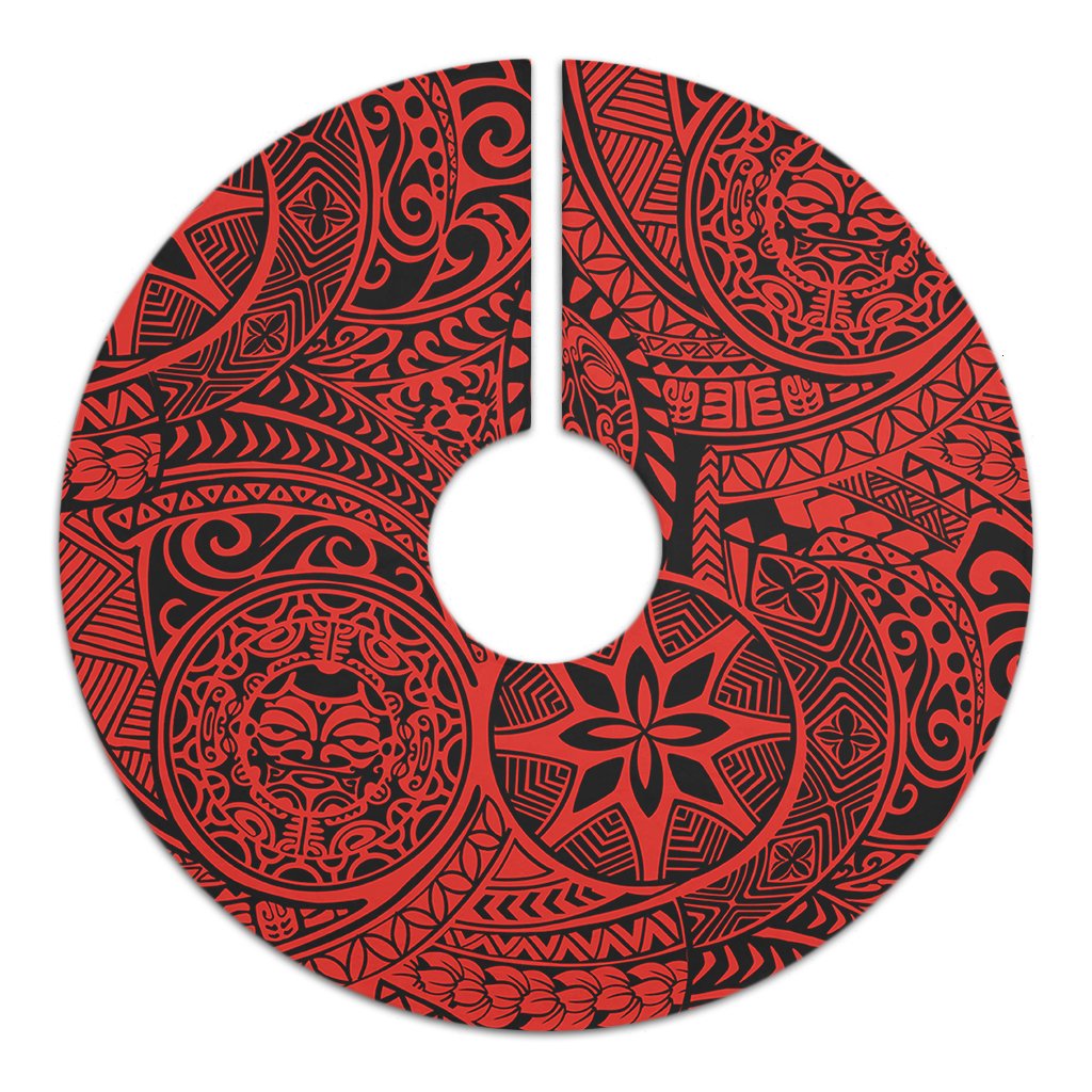 Polynesian Hawaiian Style Tribal Tattoo Red Tree Skirt - Polynesian Pride