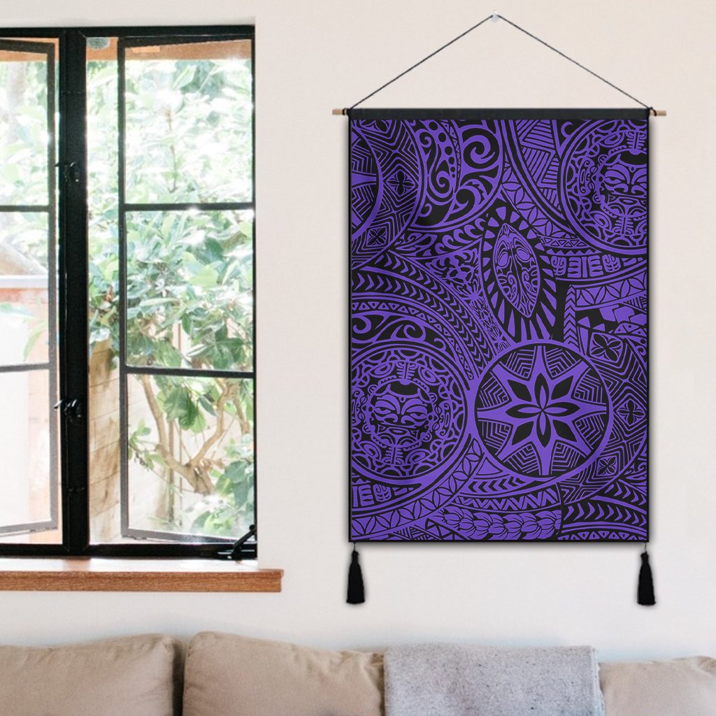 Polynesian Hawaiian Style Tribal Tattoo Violet Hanging Poster - AH Hanging Poster 50 x 75 cm Cotton And Linen - Polynesian Pride