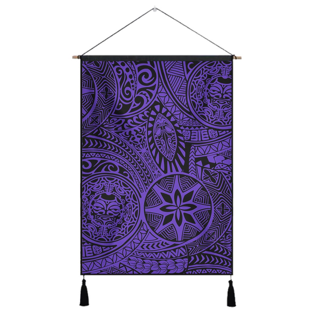 Polynesian Hawaiian Style Tribal Tattoo Violet Hanging Poster - AH Hanging Poster 43 x 65 cm Cotton And Linen - Polynesian Pride