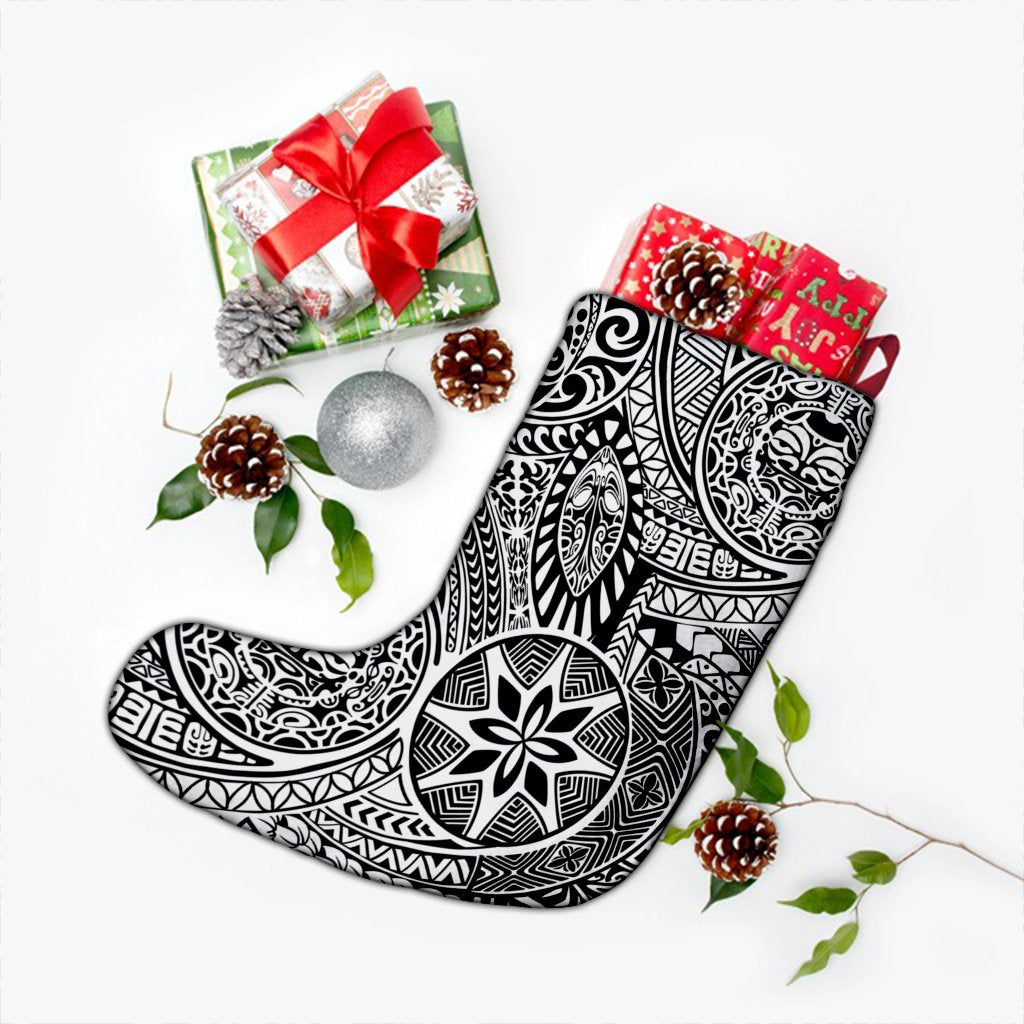 Polynesian Hawaiian Style Tribal Tattoo White Christmas Stocking - Polynesian Pride