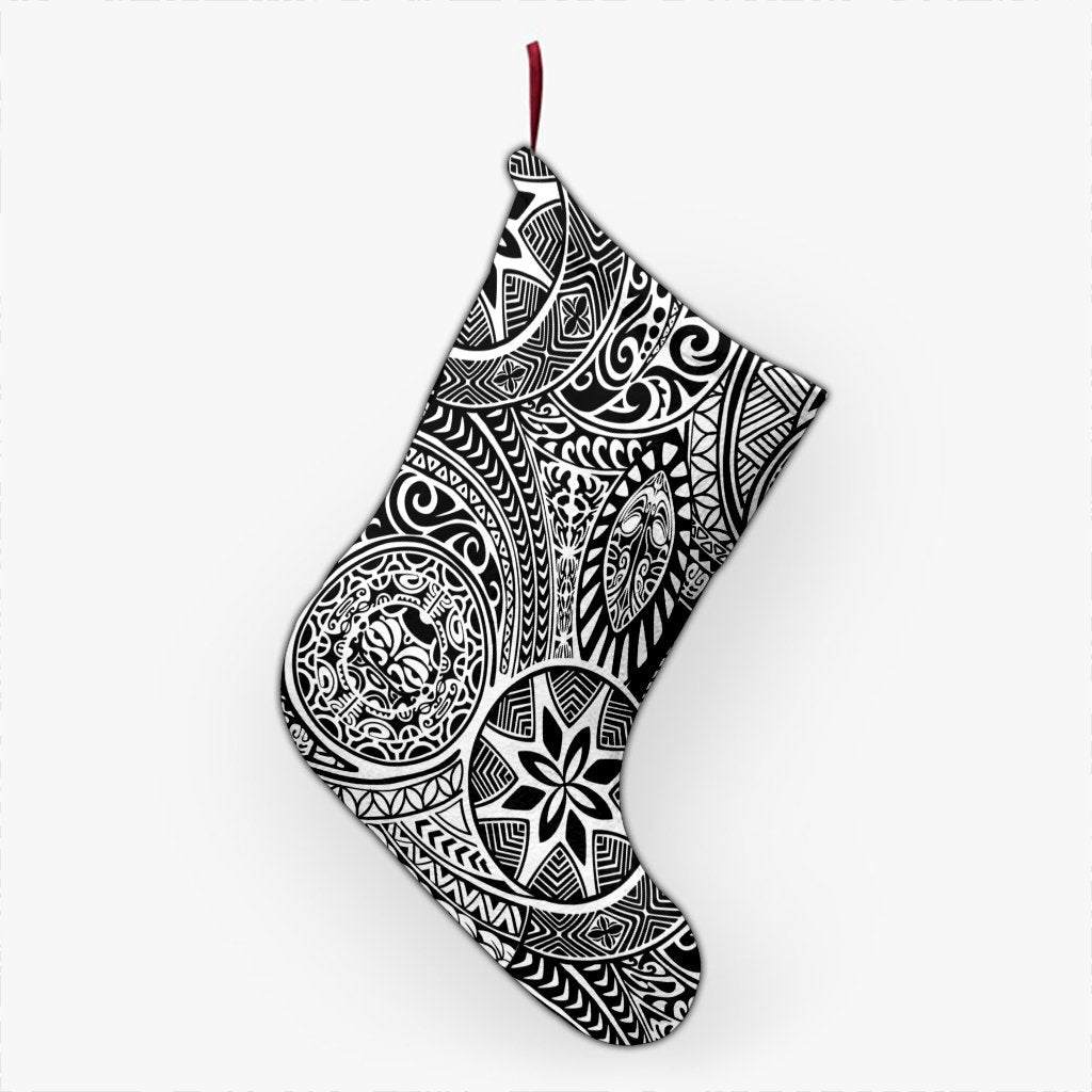 Polynesian Hawaiian Style Tribal Tattoo White Christmas Stocking 26 X 42 cm White Christmas Stocking - Polynesian Pride