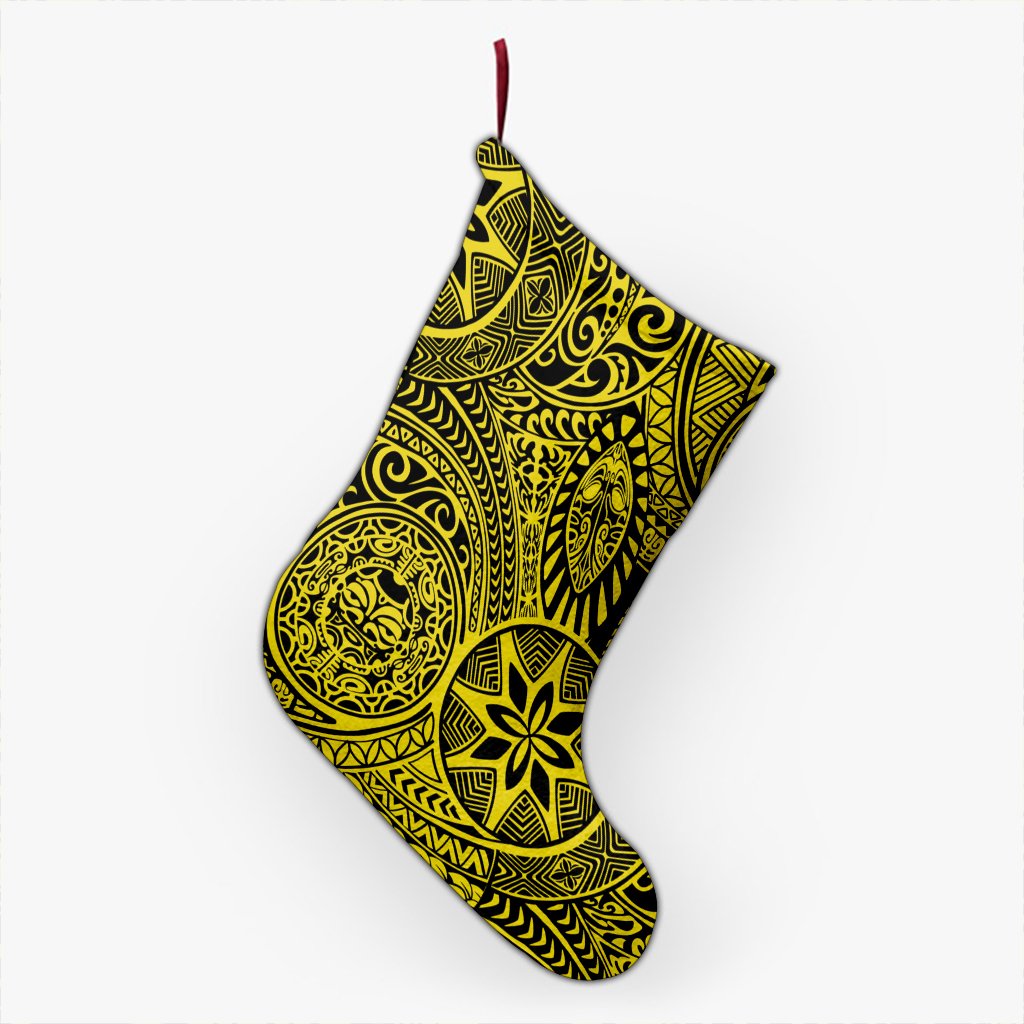 Polynesian Hawaiian Style Tribal Tattoo Yellow Christmas Stocking 26 X 42 cm Yellow Christmas Stocking - Polynesian Pride