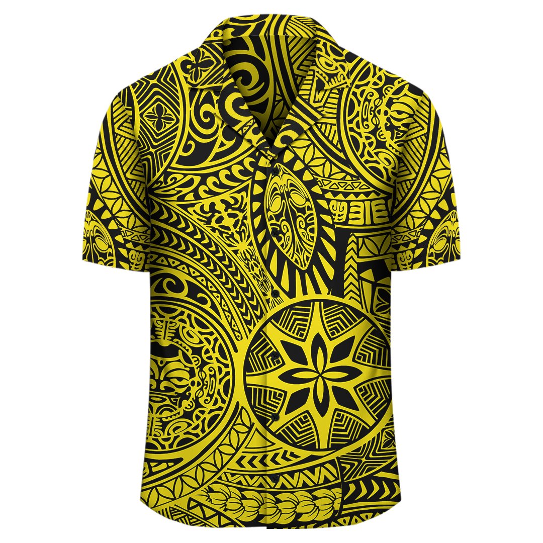 Polynesian Hawaiian Style Tribal Tattoo Yellow Hawaiian Shirt - Polynesian Pride