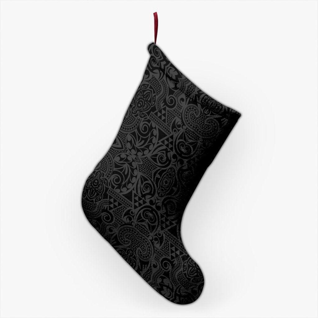 Polynesian Kakau Turtle Gray Christmas Stocking 26 X 42 cm Gray Christmas Stocking - Polynesian Pride