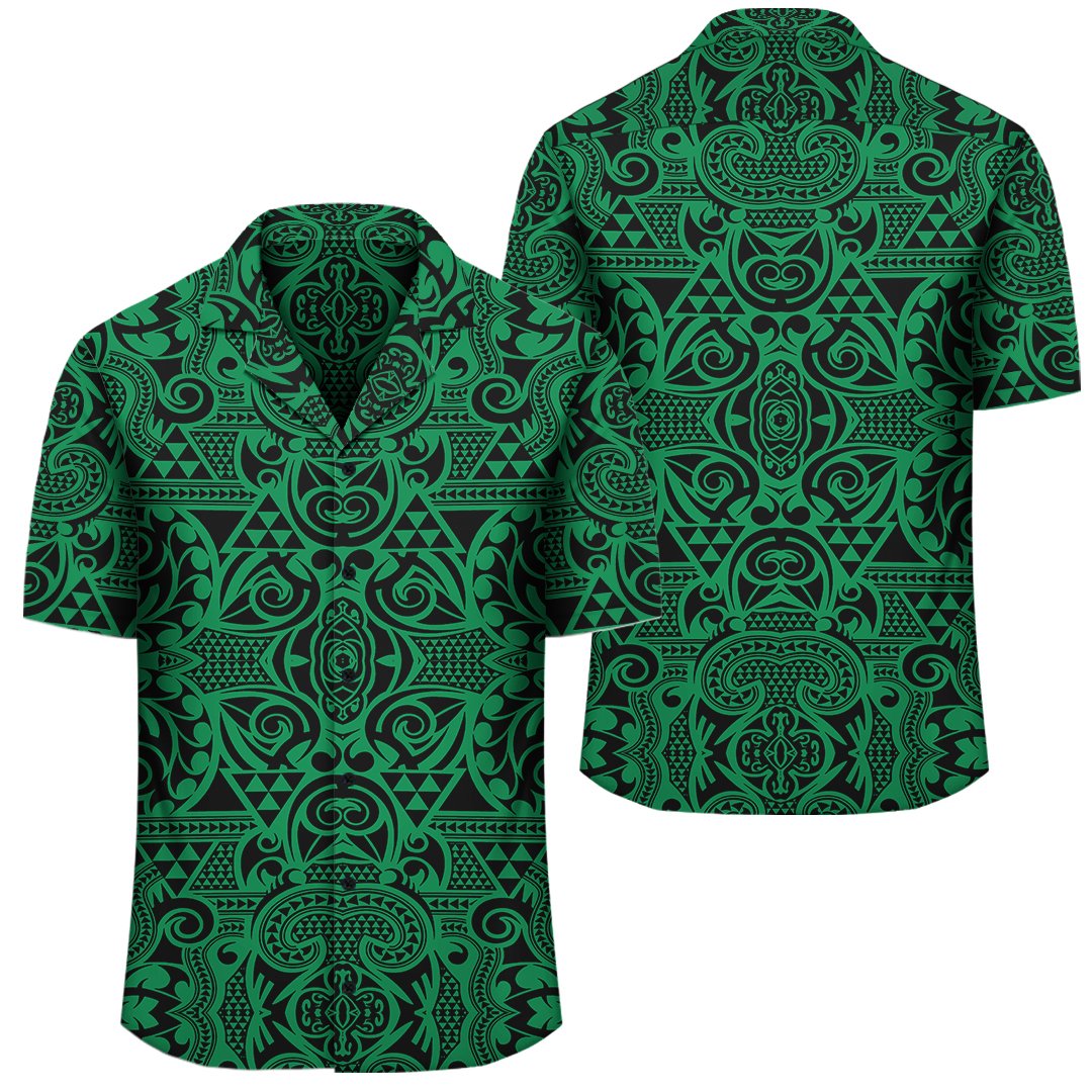 Polynesian Kakau Turtle Green Hawaiian Shirt Unisex Black - Polynesian Pride