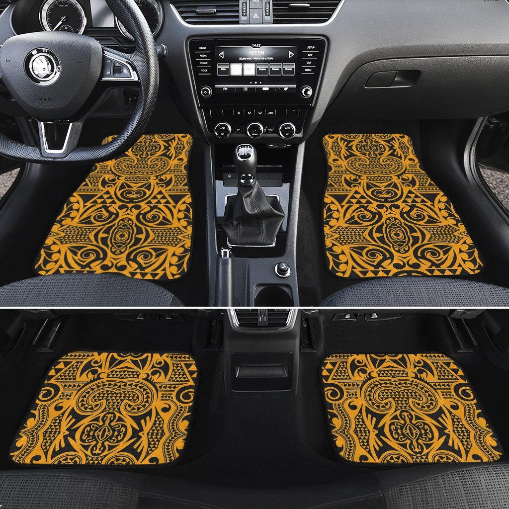 Polynesian Kakau Turtle Blue Hawaii Car Floor Mats Old Gold One Size - Polynesian Pride