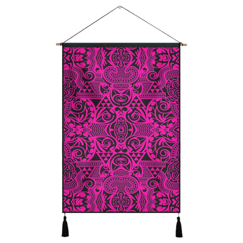 Polynesian Kakau Turtle Pink Hanging Poster - AH Hanging Poster 43 x 65 cm Cotton And Linen - Polynesian Pride