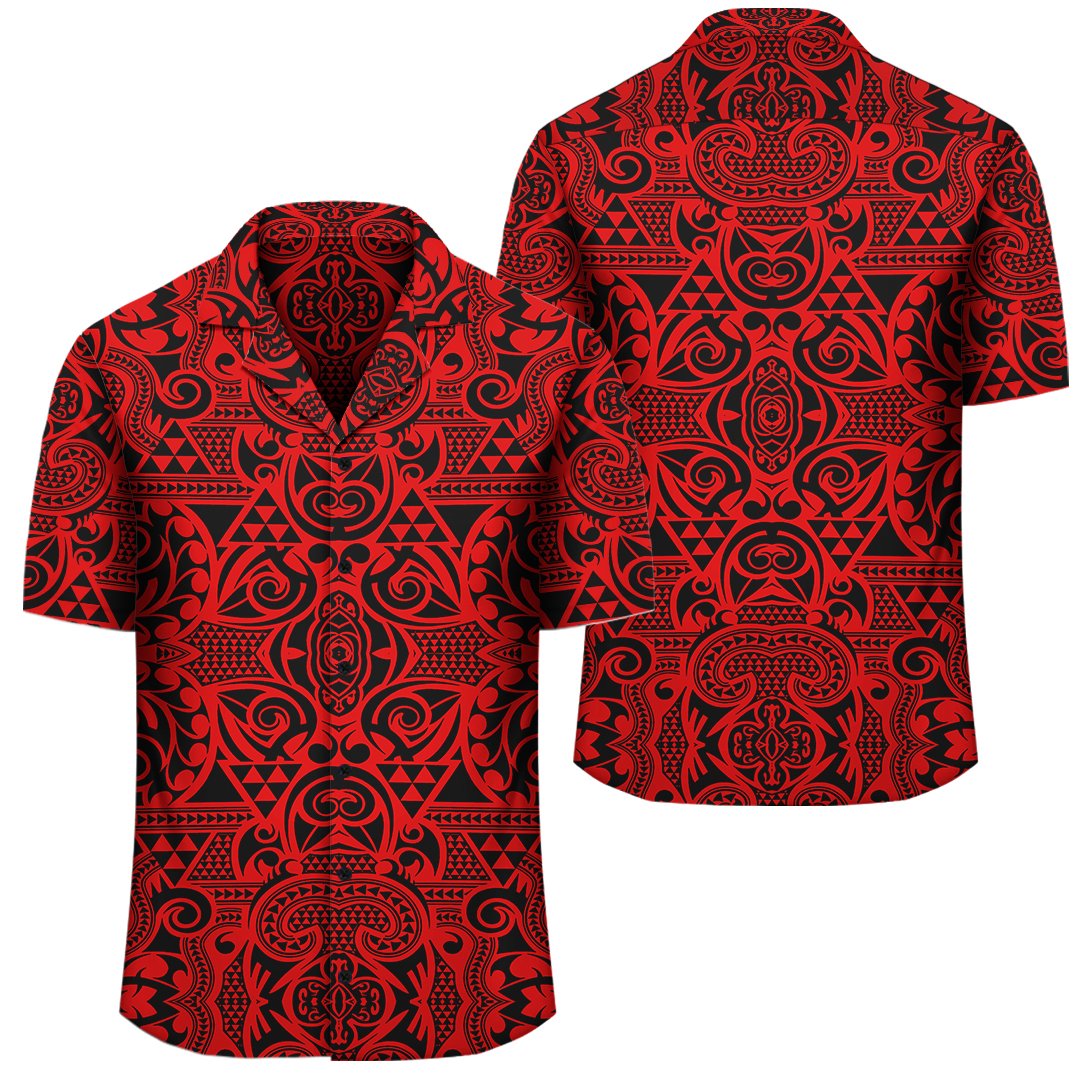 Polynesian Kakau Turtle Red Hawaiian Shirt Unisex Black - Polynesian Pride
