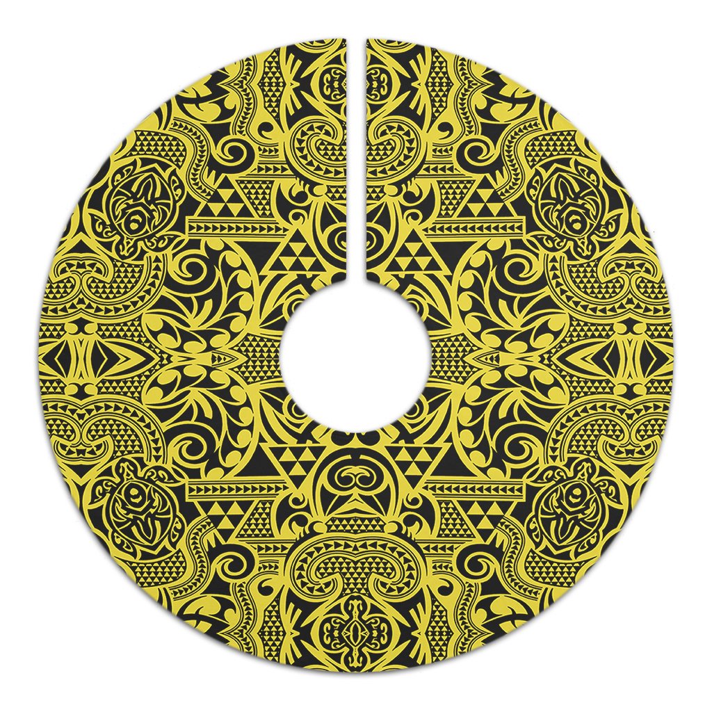 Polynesian Kakau Turtle Yellow Tree Skirt - Polynesian Pride