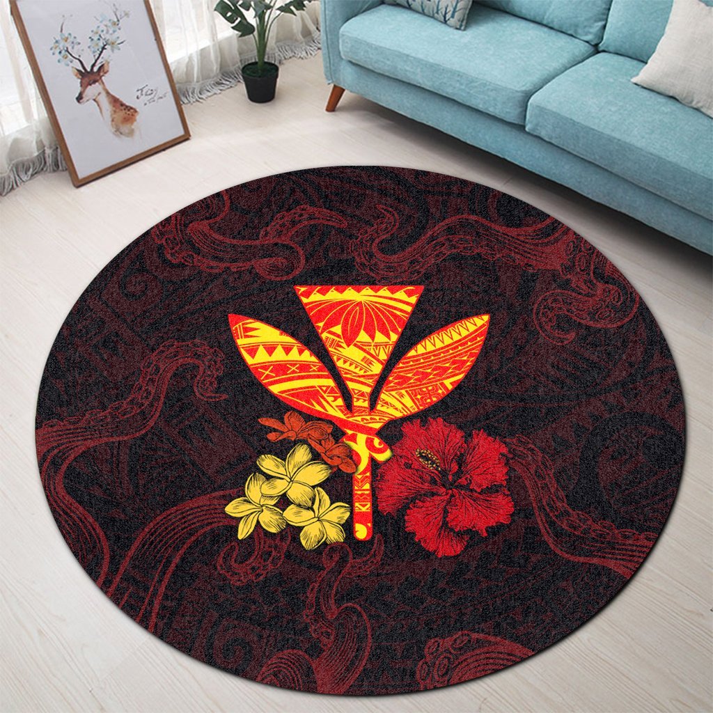 Polynesian Kanaka Maoli Flower Round Carpet AH - Polynesian Pride