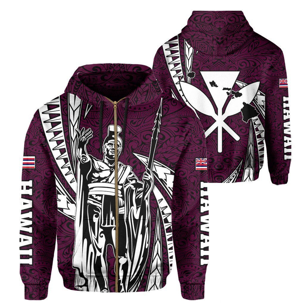 Polynesian King Culture Pink Hoodie (Zip up) Mega Style Unisex Black - Polynesian Pride