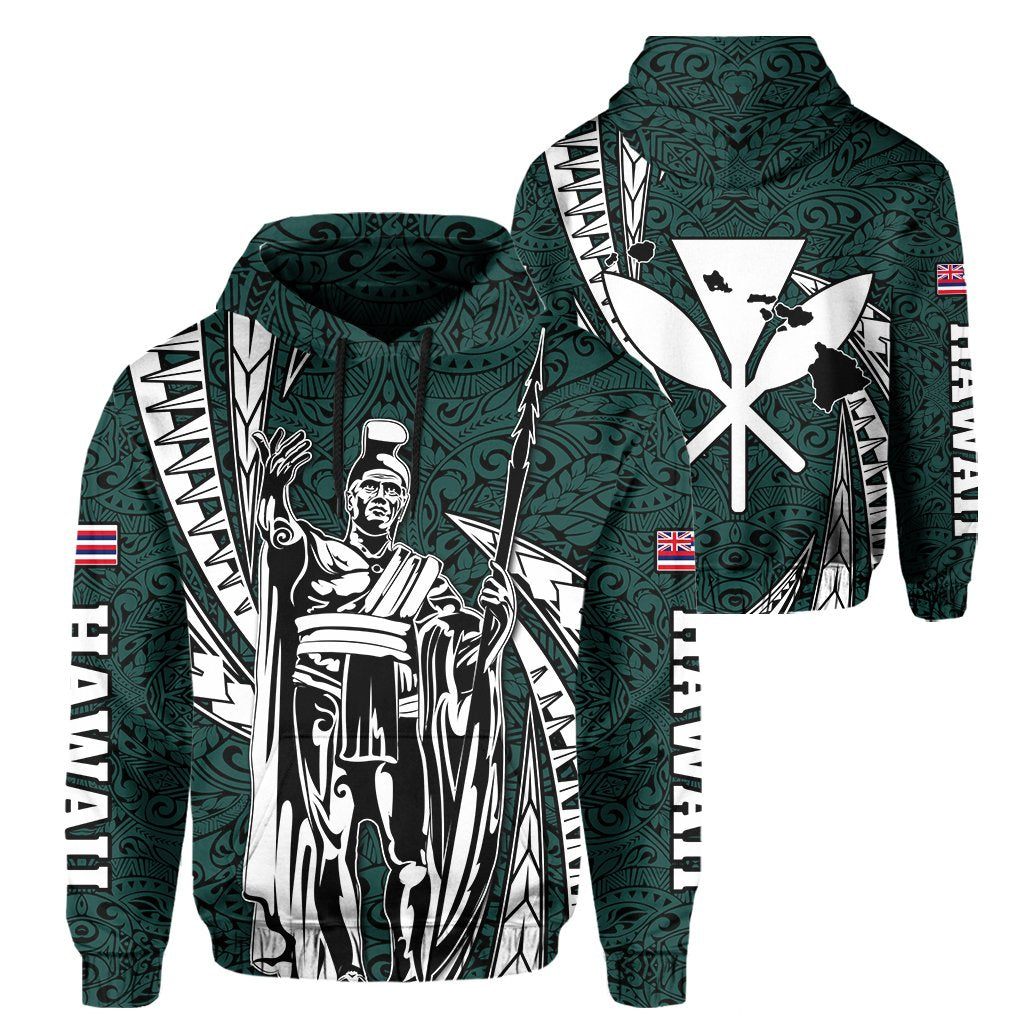 Polynesian King Culture Turquoise Hoodie Mega Style Unisex Black - Polynesian Pride