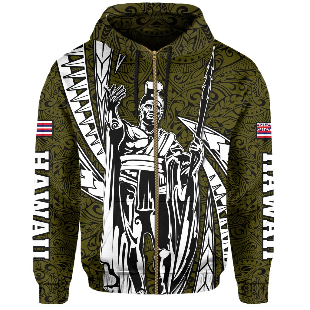 Polynesian King Culture Yellow Hoodie (Zip up) Mega Style - Polynesian Pride