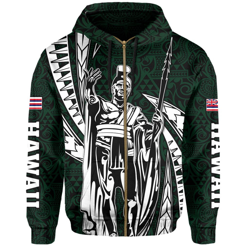 Polynesian King Kakau Turtle Green Hoodie (Zip up) Mega Style - Polynesian Pride