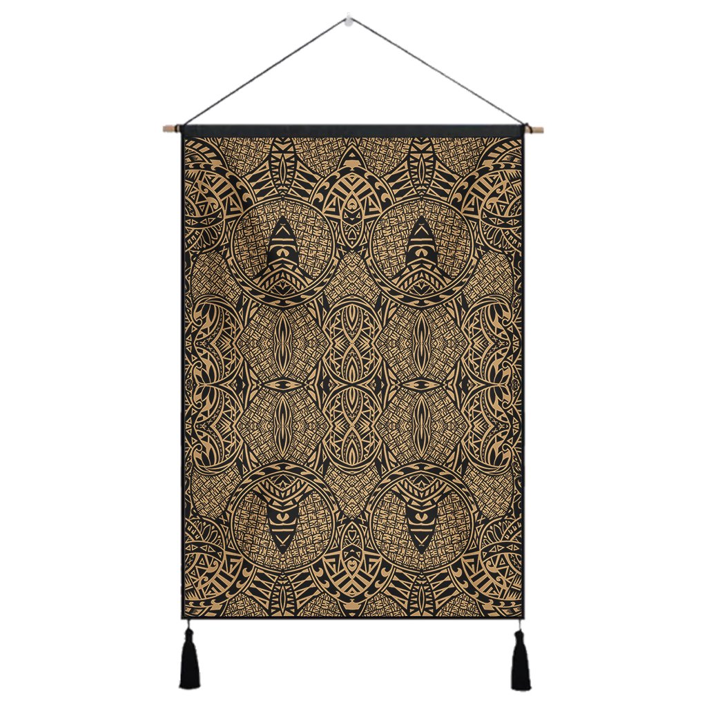 Polynesian Lauhala Mix Gold Hanging Poster - AH Hanging Poster 43 x 65 cm Cotton And Linen - Polynesian Pride