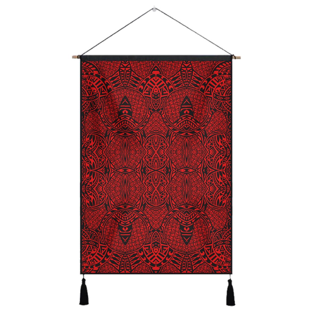 Polynesian Lauhala Mix Red Hanging Poster - AH Hanging Poster 43 x 65 cm Cotton And Linen - Polynesian Pride