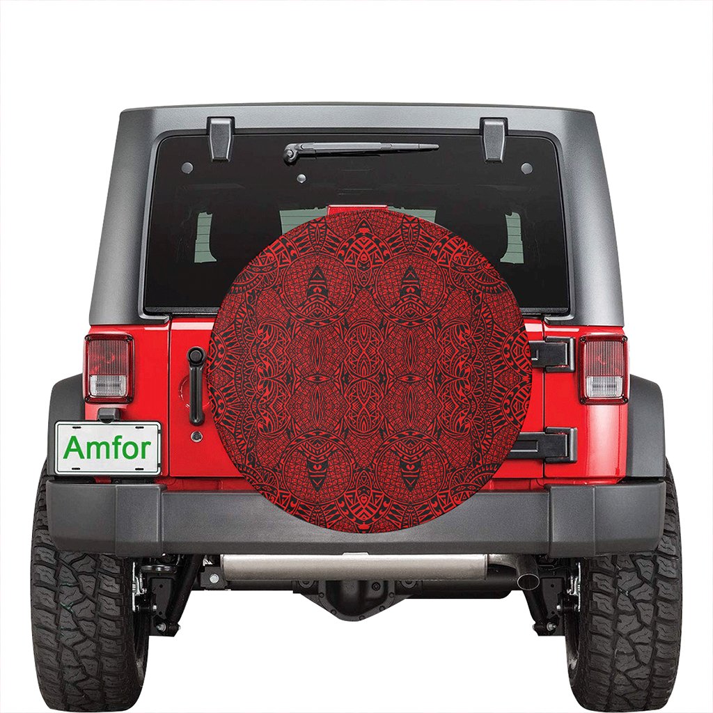 Polynesian Lauhala Mix Red Hawaii Spare Tire Cover - Polynesian Pride